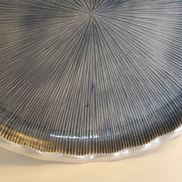 Simply Designz Enamel Cake Plate  Blue Aluminum Enamel Round Fluted Platter 11" - Picture 9 of 9